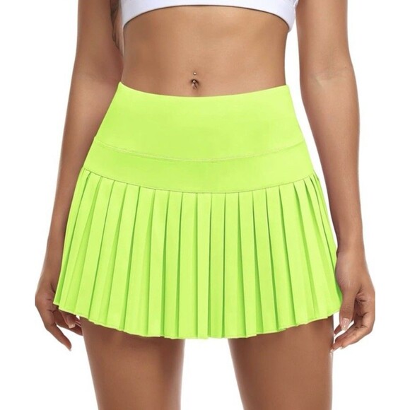 JoyGirl Women's Pleated Tennis Skort Neon Green Fluorescent SZ M - Picture 1 of 10